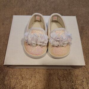 Stepping Stone: Infant Girl Slip-On Shoe: Sparkles & Ruffles: 3-6M